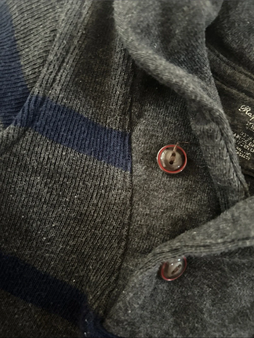 Ralph Lauren Gray & Navy Striped Shawl-Collar Footie